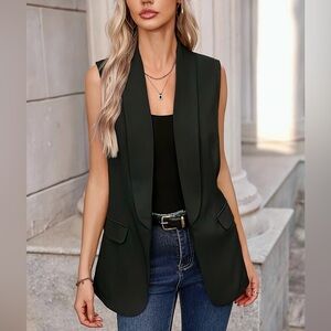 ♥️Hello Gorgeous!  Sleeveless Shawl Collar Vest Coat- Black
